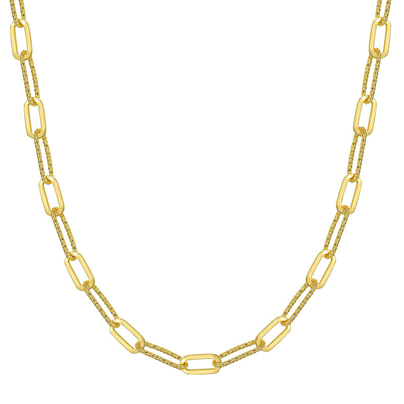 isolated gold plated mixed-link chain necklace