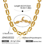 Twin-bar link necklace length and width reference