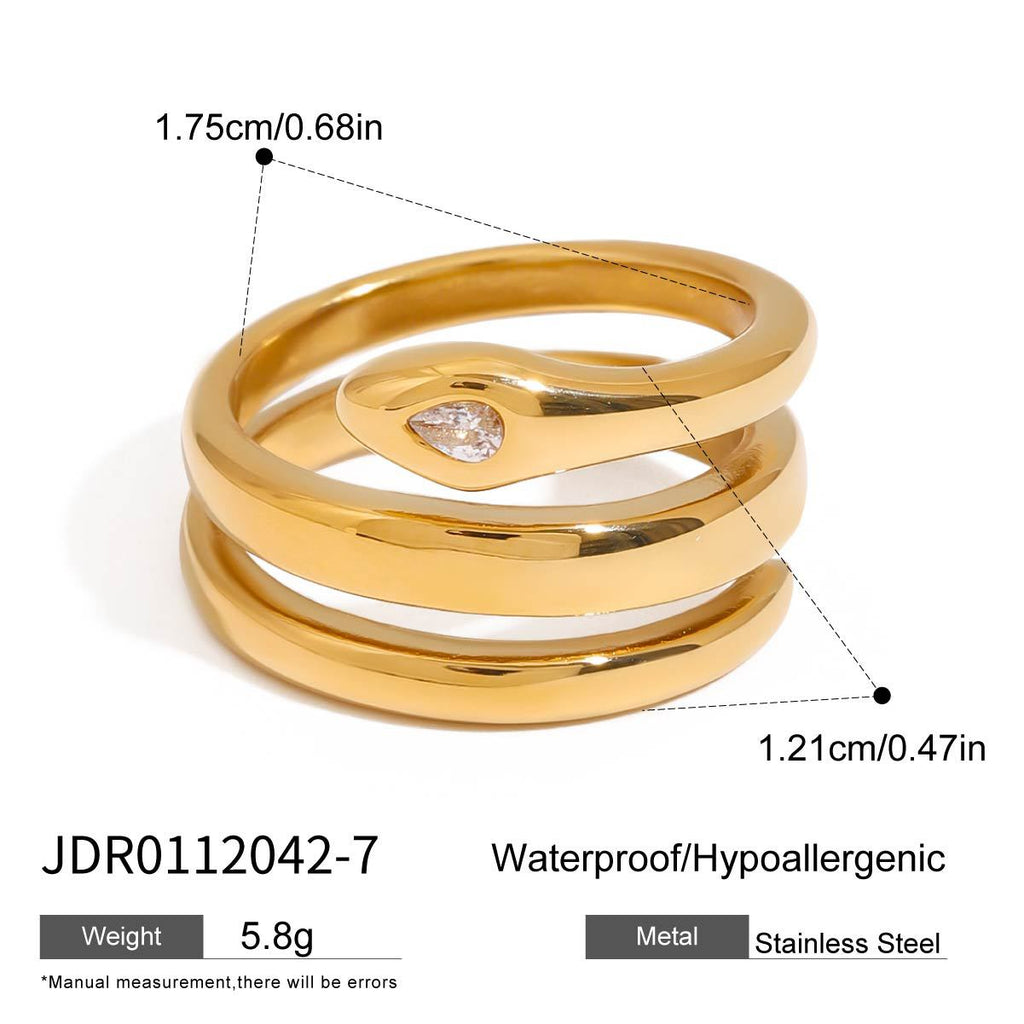 Wholesale Gold-Tone Stainless Steel Green Accent Open Ring Collection - finish detail