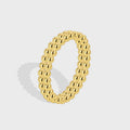 isolated gold plated double-row beaded band ring