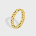 isolated gold plated double-row beaded band ring