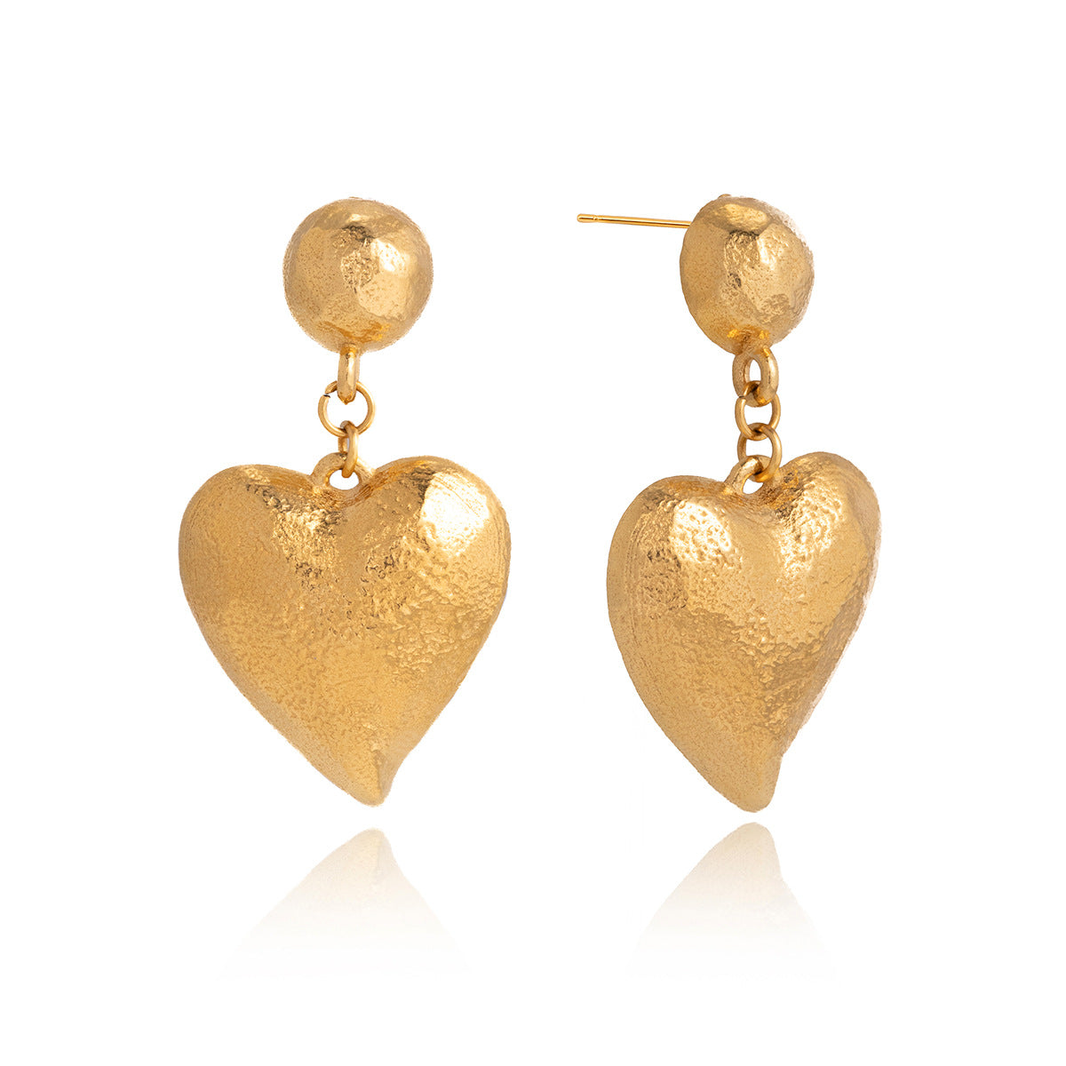 Stainless steel heart drops with posts visible