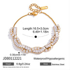 Wave bracelet with round accent clusters and extender