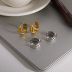 gold plated and silver-finish triple-ridge hoop earring pairs