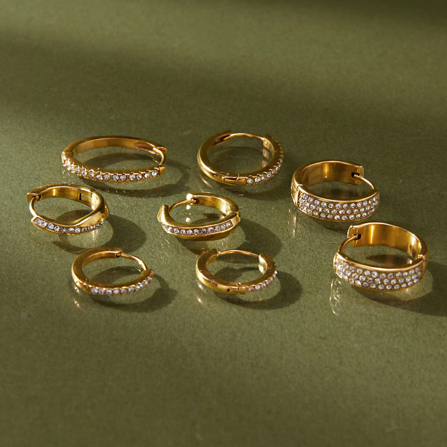 Hoop assortment showing different widths and stone rows