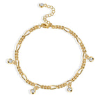 front product view of gold plated mixed-link charm anklet