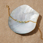 Fine gold plated bracelet with blue wave details on shell