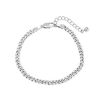 isolated silver-finish brass Cuban chain bracelet