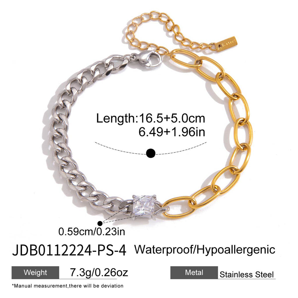 Square-center curb and oval-link bracelet