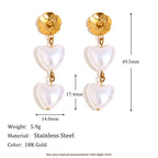 49.5 mm heart pearl drop earrings with size and weight details
