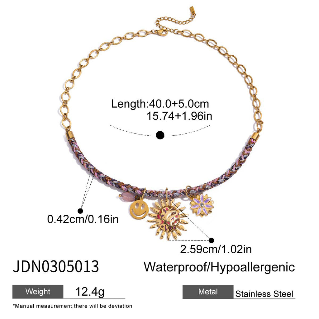 Gold-Tone Multicolor Bead Heart Stainless Steel Necklace Collection additional style reference