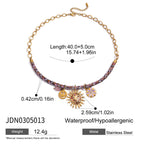 Gold-Tone Multicolor Bead Heart Stainless Steel Necklace Collection additional style reference