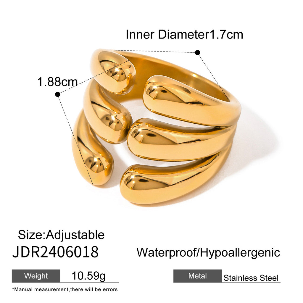 Gold-Tone Stainless Steel Sculptural Flower Ring Collection — finish detail