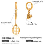 Racket and shuttlecock charms with dimensions