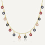 gold plated brass necklace with multicolor resin ring charms