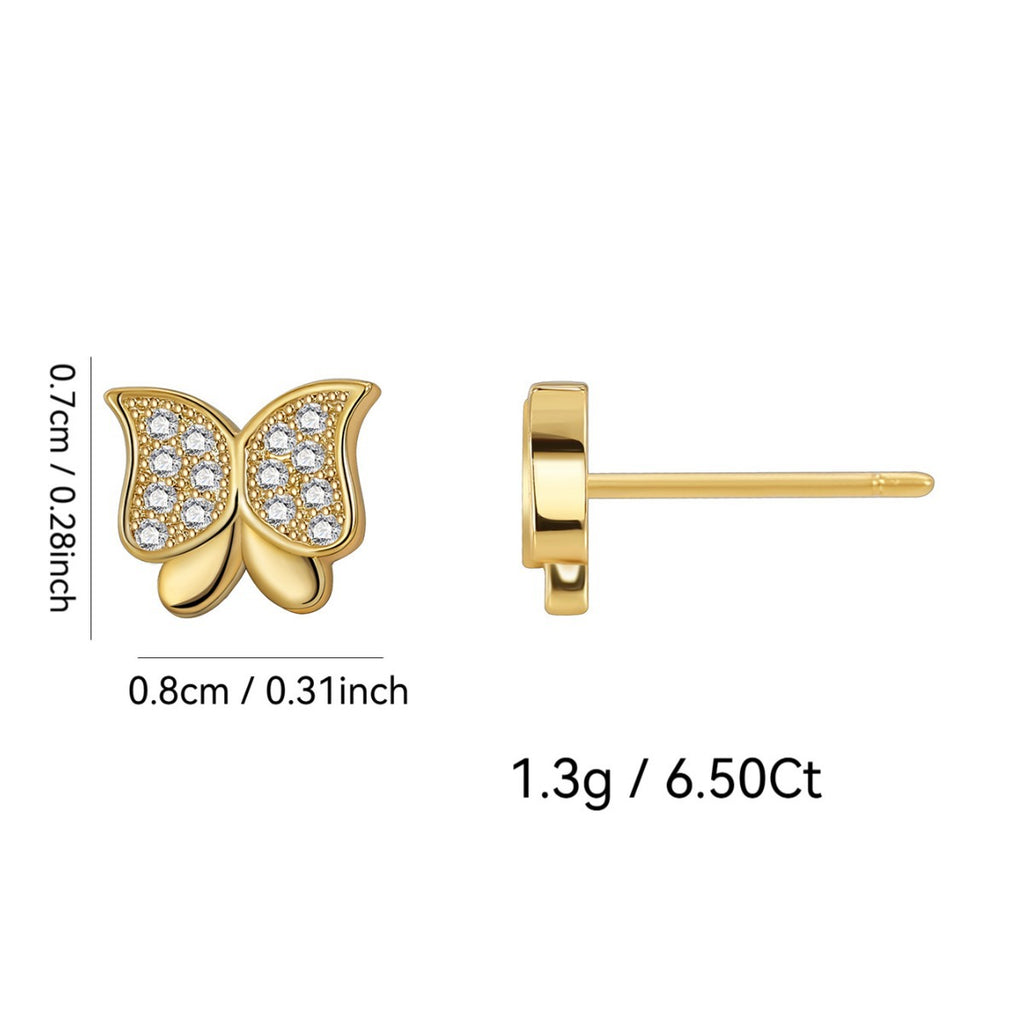8 by 7 mm butterfly stud earring dimensions and weight