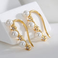 gold plated shell pearl and zirconia ear climber pair