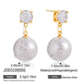 Imitation Pearl and Clear Stone Stainless Steel Drop Earrings — worn scale and material reference