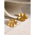 Gold Plated Clear Zirconia Floral Stud Earrings – product view 2