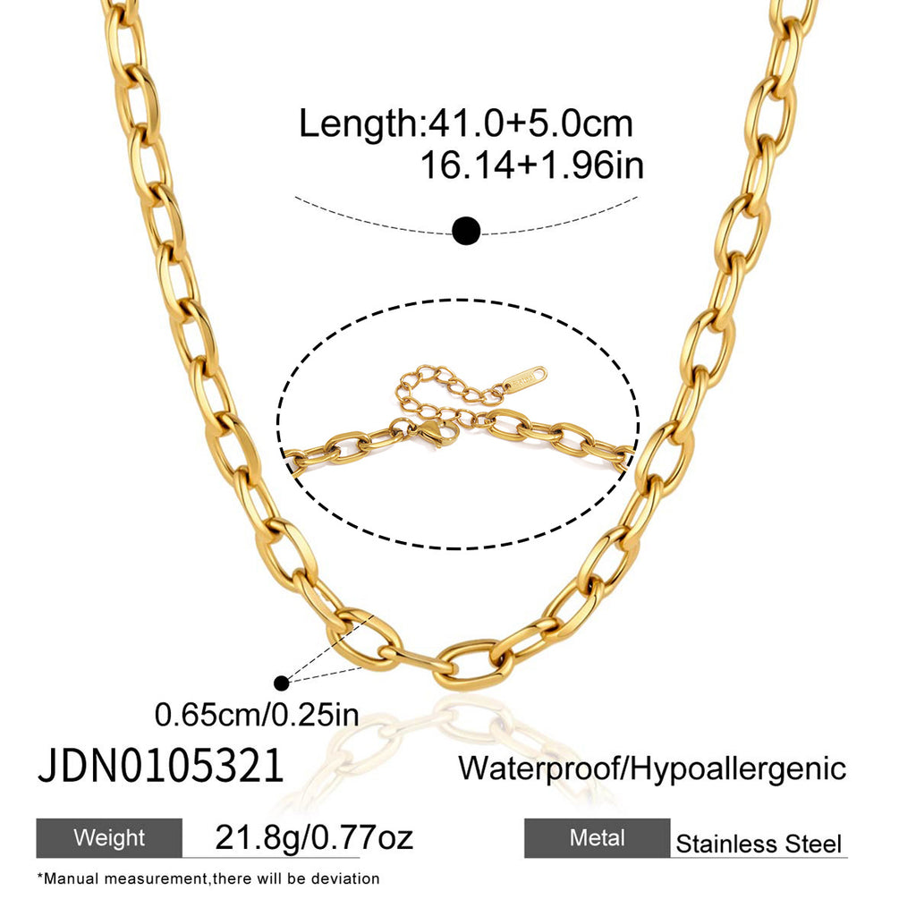 Elongated oval link necklace measurement chart