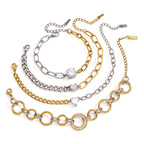 Two-Tone Clear Accent Stainless Steel Chain Bracelet Collection — two-tone chain detail