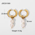 Freshwater pearl drop earrings with hoop and drop measurements