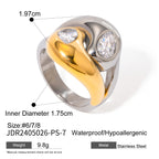 Two-Tone Clear Zirconia Crossover Stainless Steel Ring – product view 5