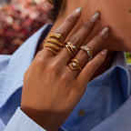 Gold-Tone Interlocking Stainless Steel Ring Set – styled view