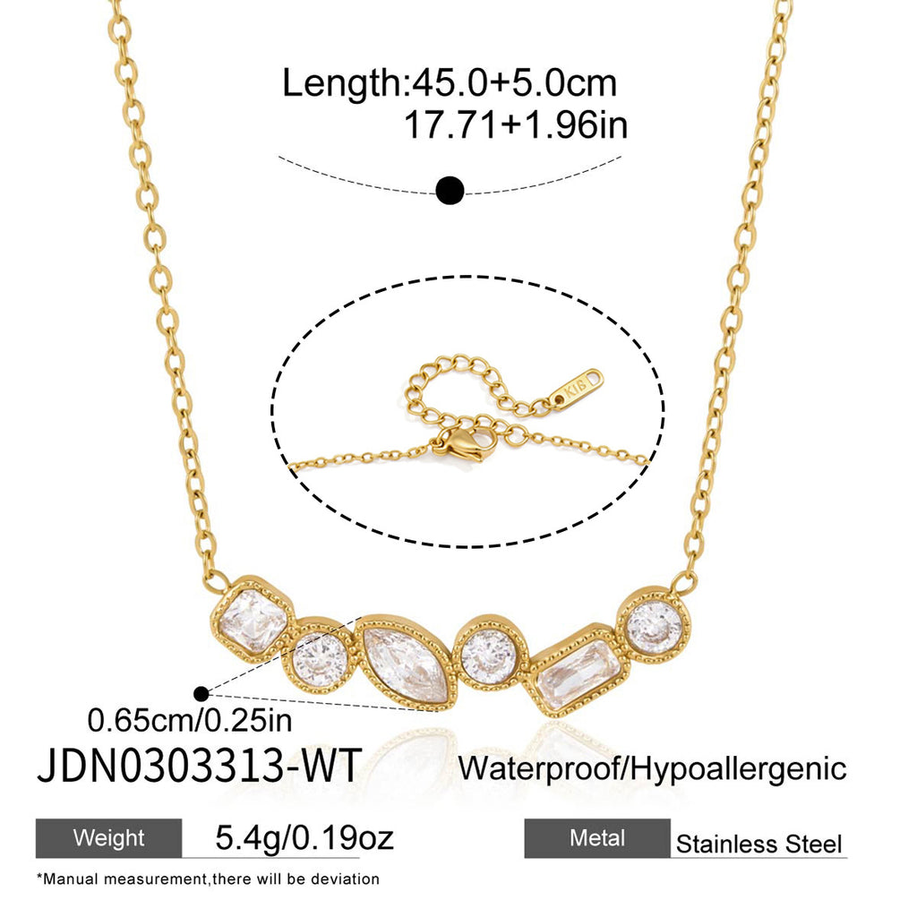 Cluster necklace length and clasp diagram