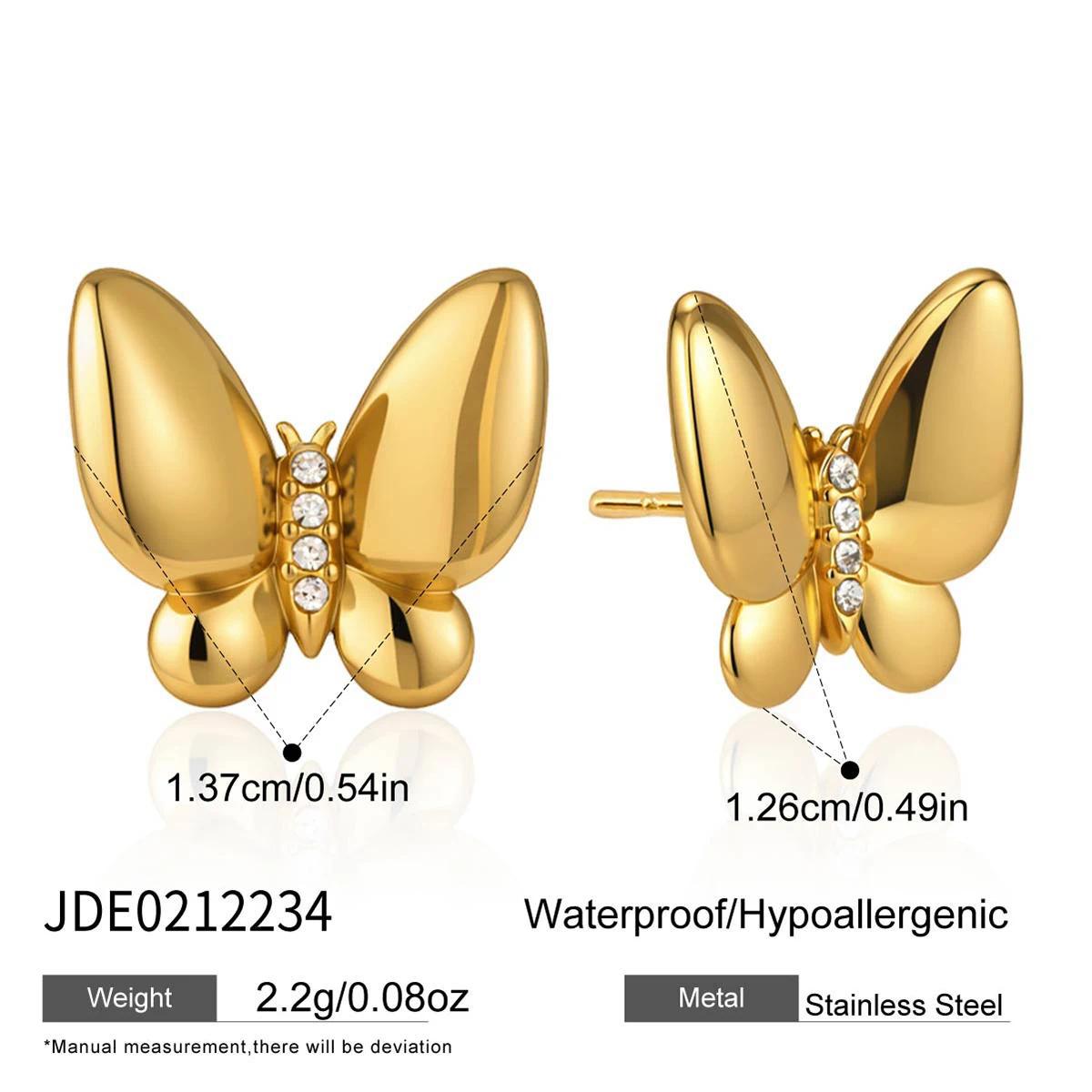 Polished butterfly studs with stone center