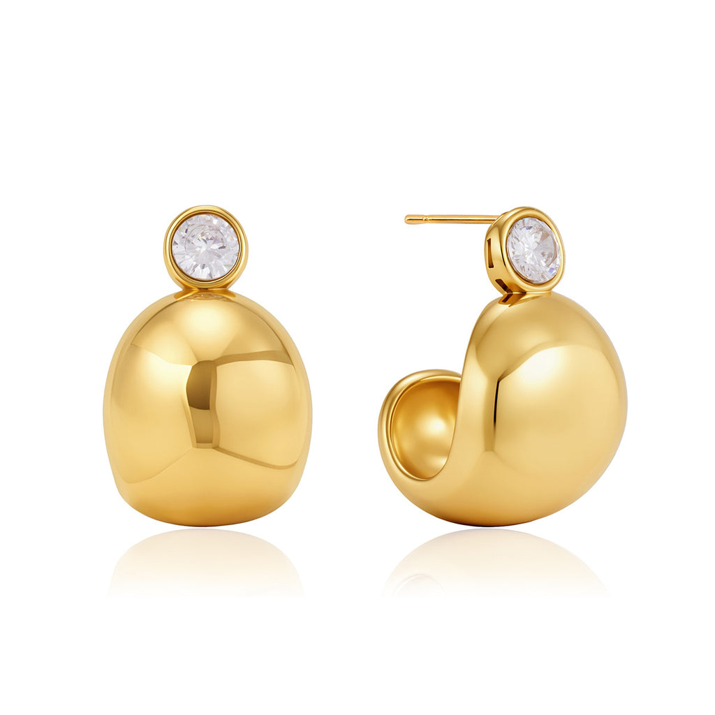 Front and side of the curved dome earrings