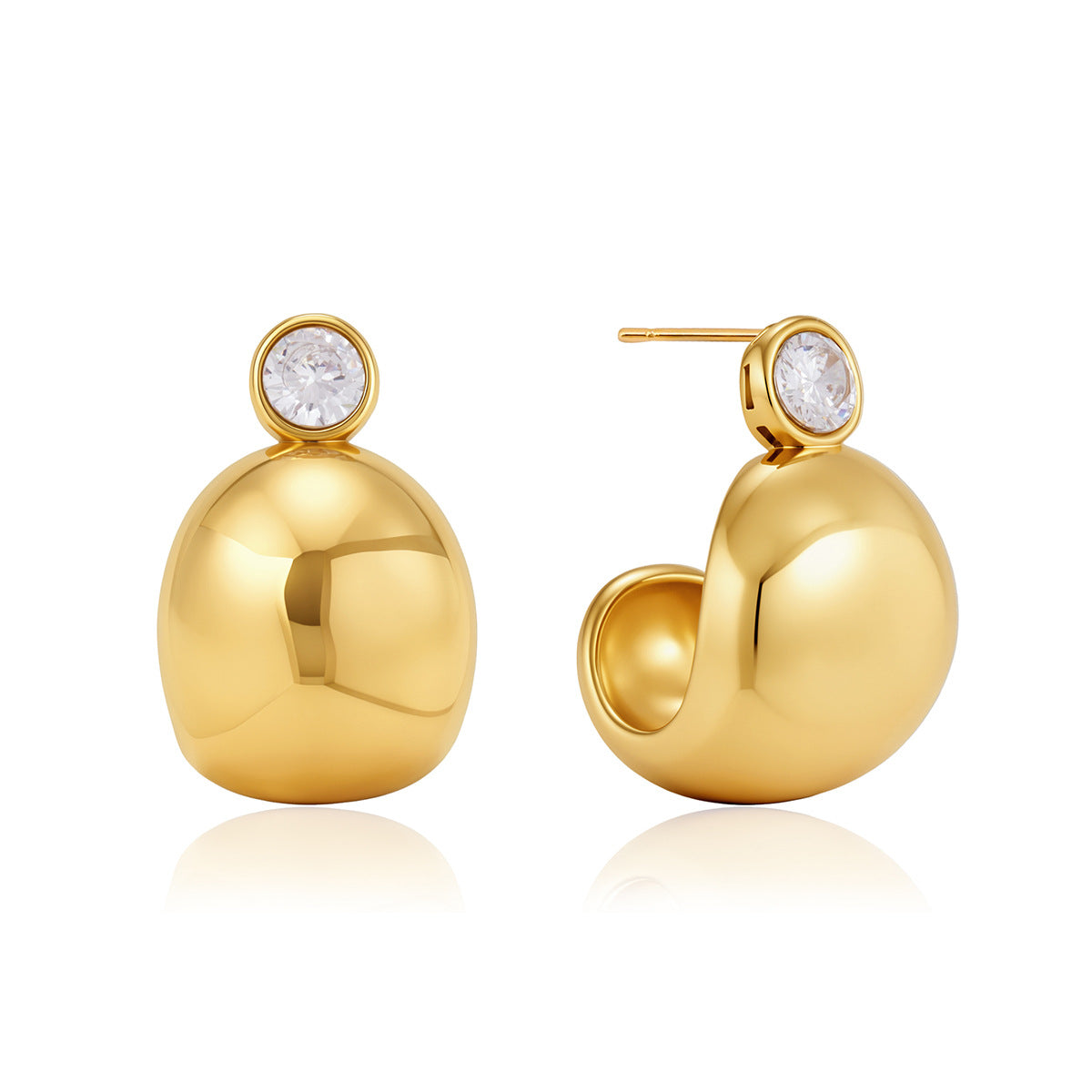 Front and side of the curved dome earrings