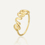 gold plated brass band ring with open LOVE wire lettering