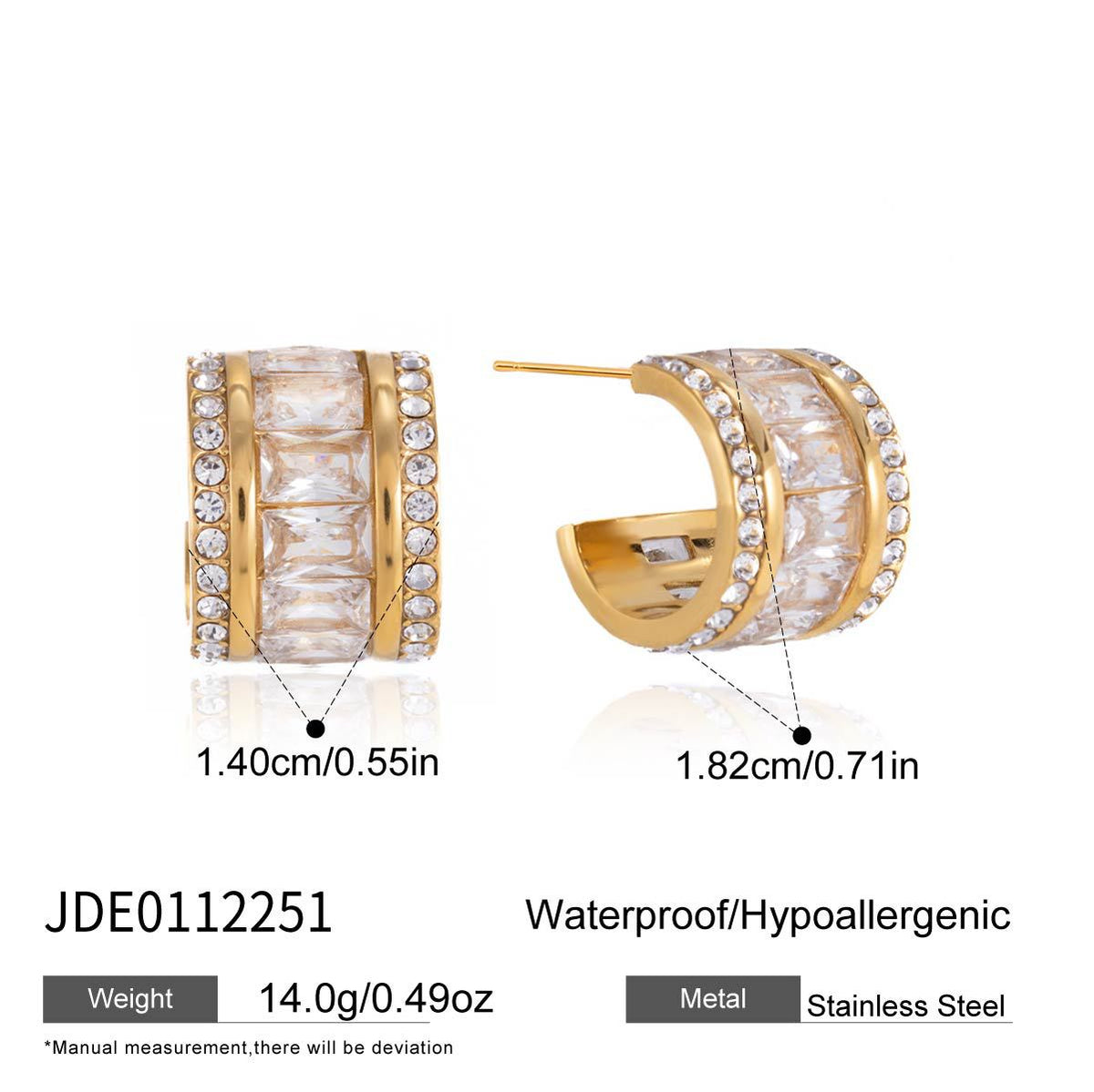 Wide C-shaped hoop size and side profile