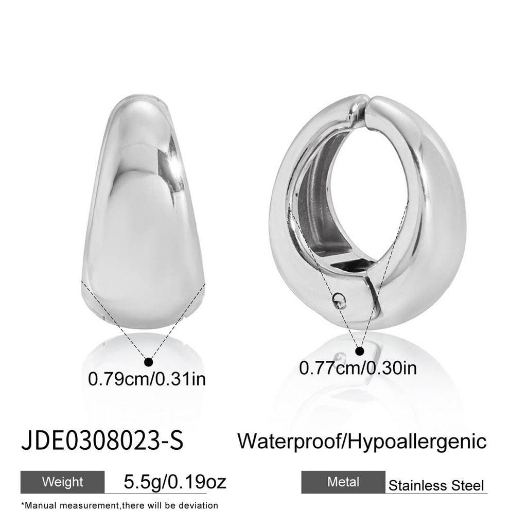 Wholesale Silver-Finish Stainless Steel Huggie and Chain Hoop Earring Collection - option overview