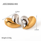 Wholesale Stainless Steel Heart Stud Earring Collection in Mixed Finishes - scale reference