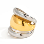 Two-Tone Sculptural Stainless Steel Ring Collection finish and shape detail