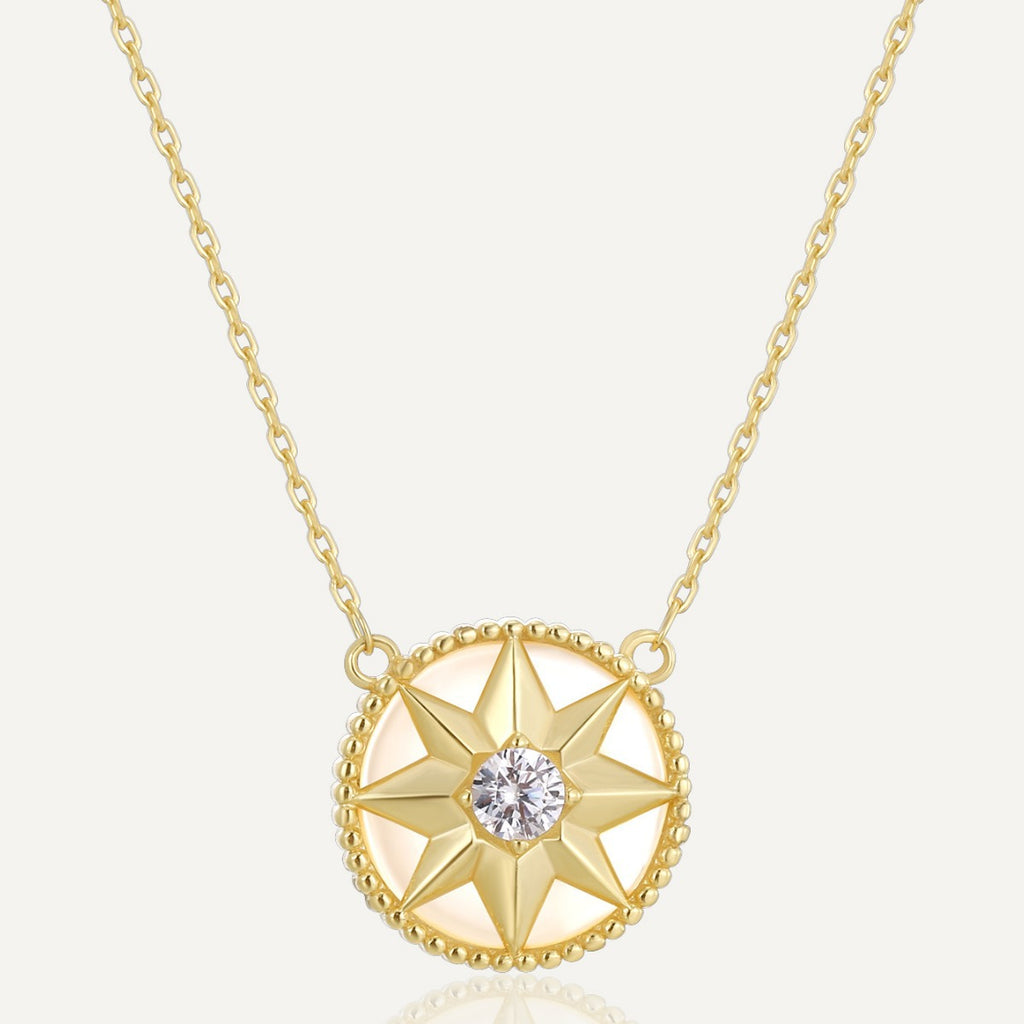 gold plated 925 sterling silver compass star pendant necklace
