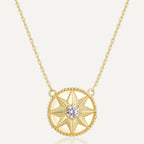gold plated 925 sterling silver compass star pendant necklace