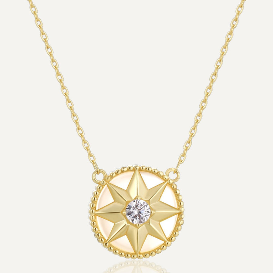 gold plated 925 sterling silver compass star pendant necklace