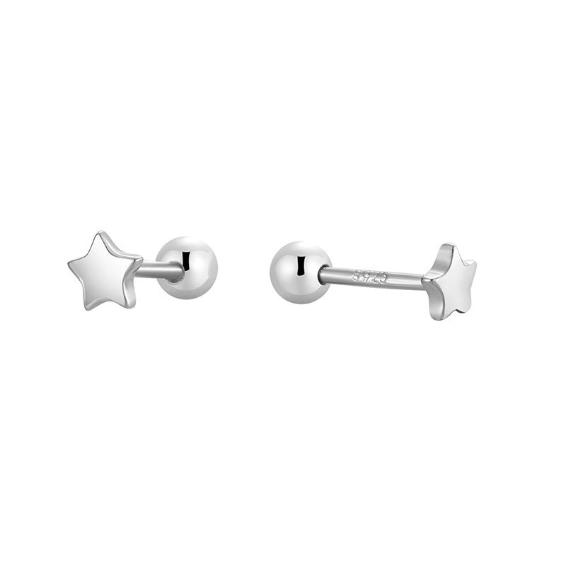 isolated front and reverse view of 925 silver star studs