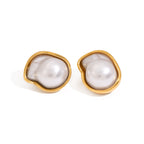 Stainless Steel Pearl-Look Earrings and Ring Collection – product view 4
