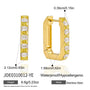 Yellow and clear stone rectangular hoops with size chart
