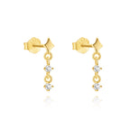 isolated gold plated star drop earrings with graduated zirconia accents