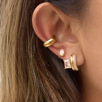 Gold-Tone Stainless Steel Hoop, Stud and Ear Cuff Collection styled product view