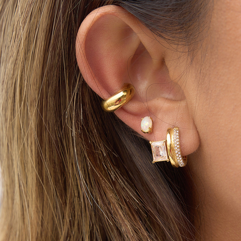 Gold-Tone Stainless Steel Hoop, Stud and Ear Cuff Collection styled product view