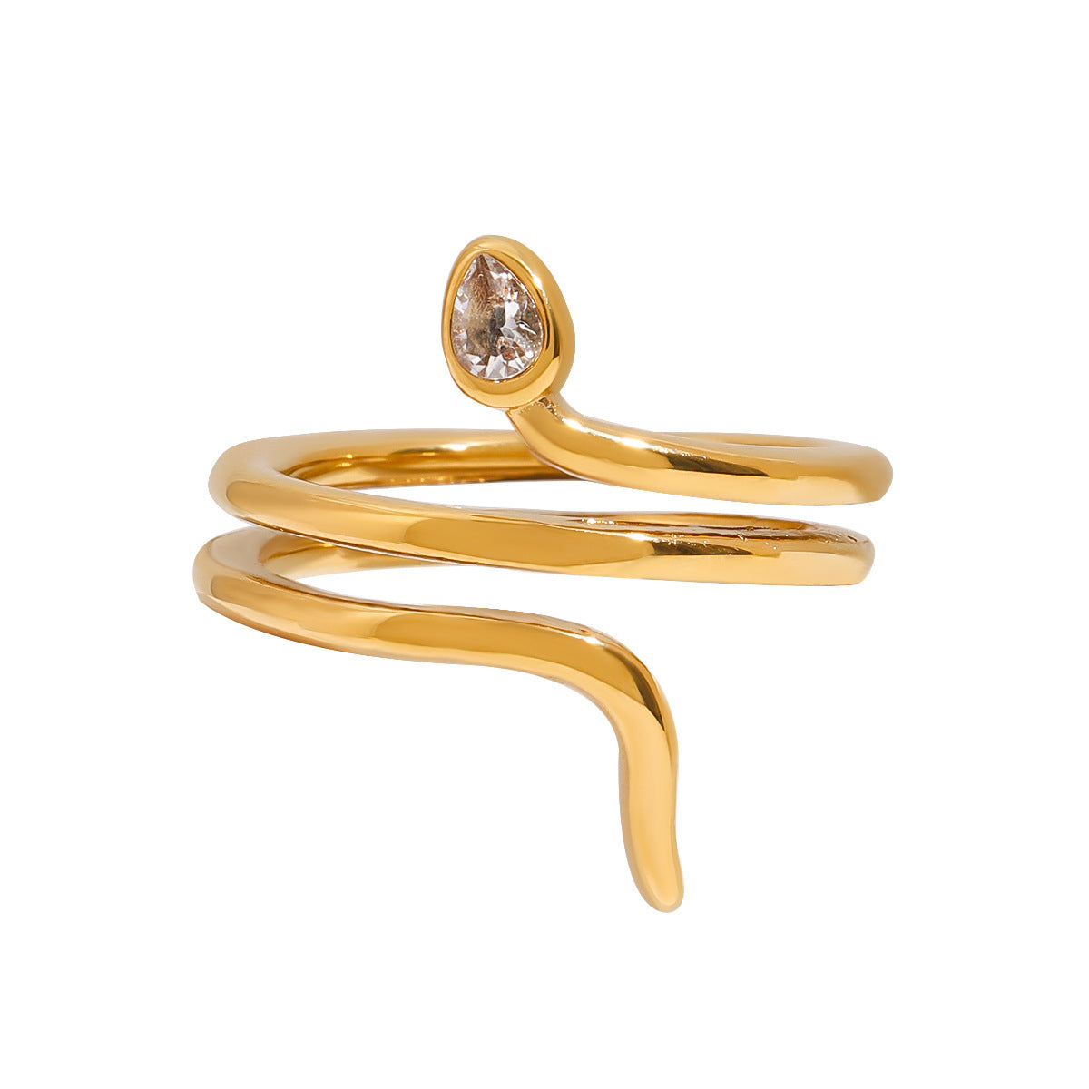 Wholesale Gold-Tone Stainless Steel Green Accent Open Ring Collection - design detail