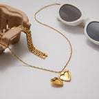 Gold-Tone Stainless Steel Heart Locket Necklace Collection — detail view