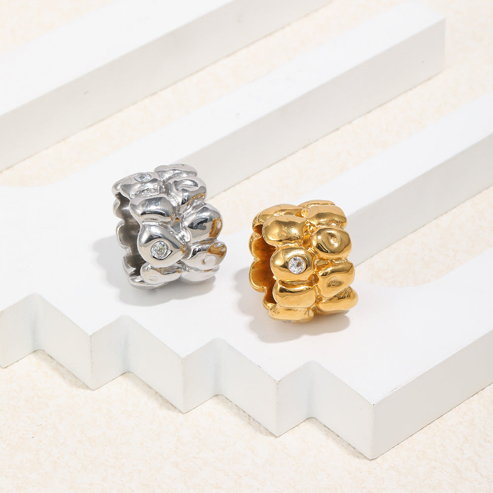 gold plated and silver-finish stainless steel pebble band rings