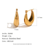U-shaped hoop earrings with product dimensions